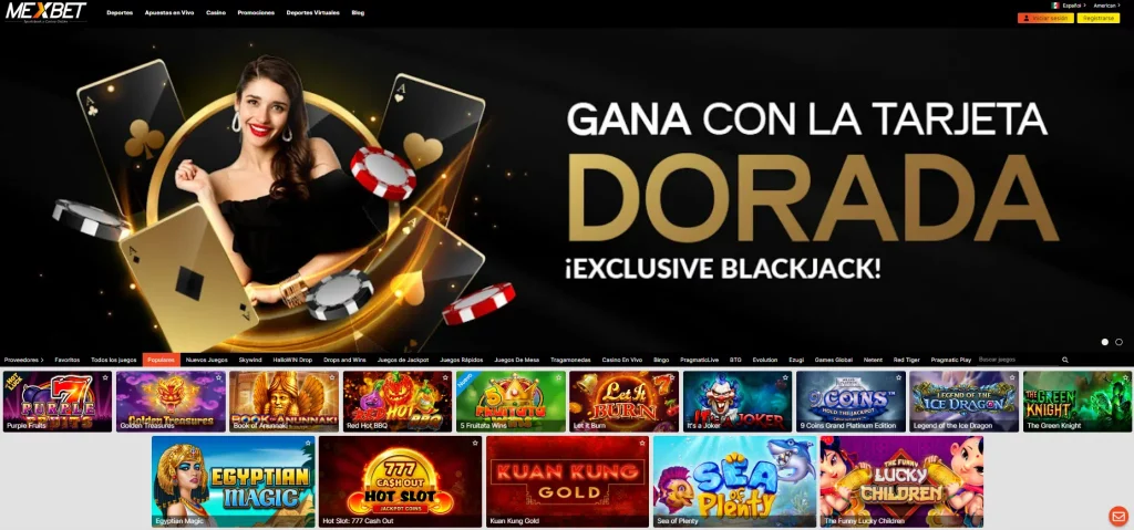 Mexbet casino interface